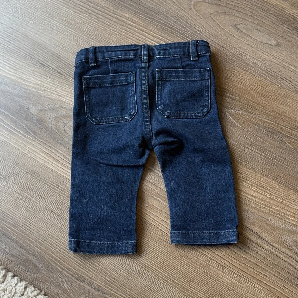 Jacadi baby blue jeans with bow embellishment in soft denim size 6 months